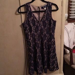 Navy and Nude Lace Dress